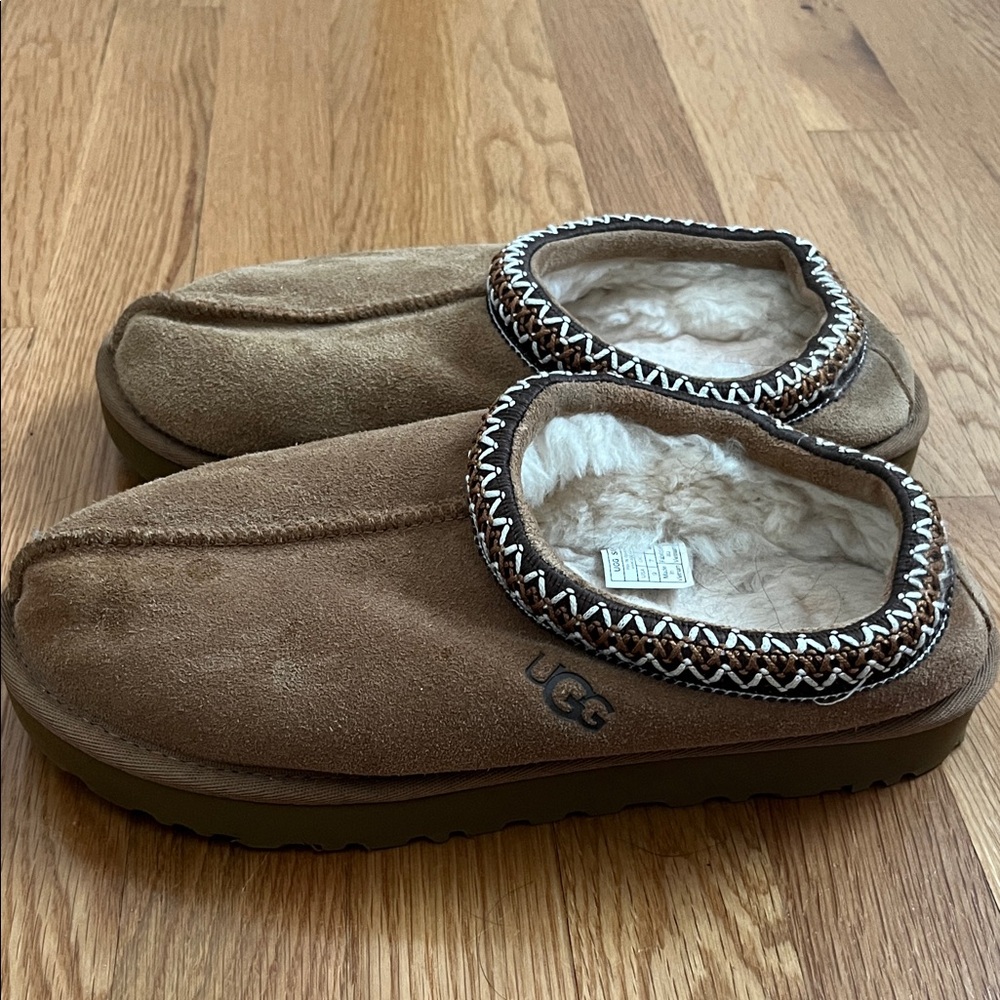 UGG Chestnut Brown Suede Shearling Mule Slippers